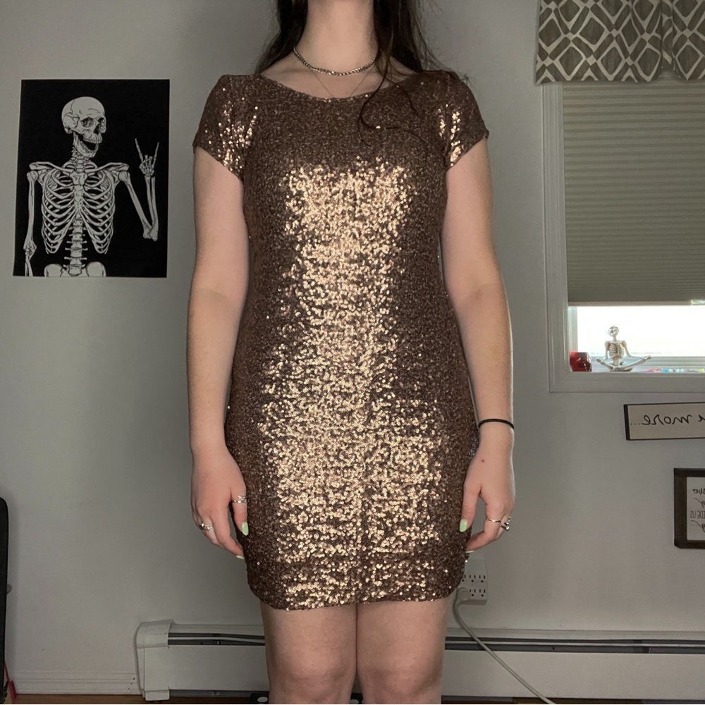 Gold Sequin Mini Dress